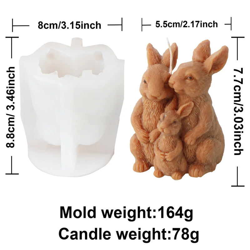 Multi Style Easter Rabbit Candle Silicone Moulds 3D Animal Crafts Resin Gypsum Soap Mold DIY Ice Block Baking Tool Home Gift