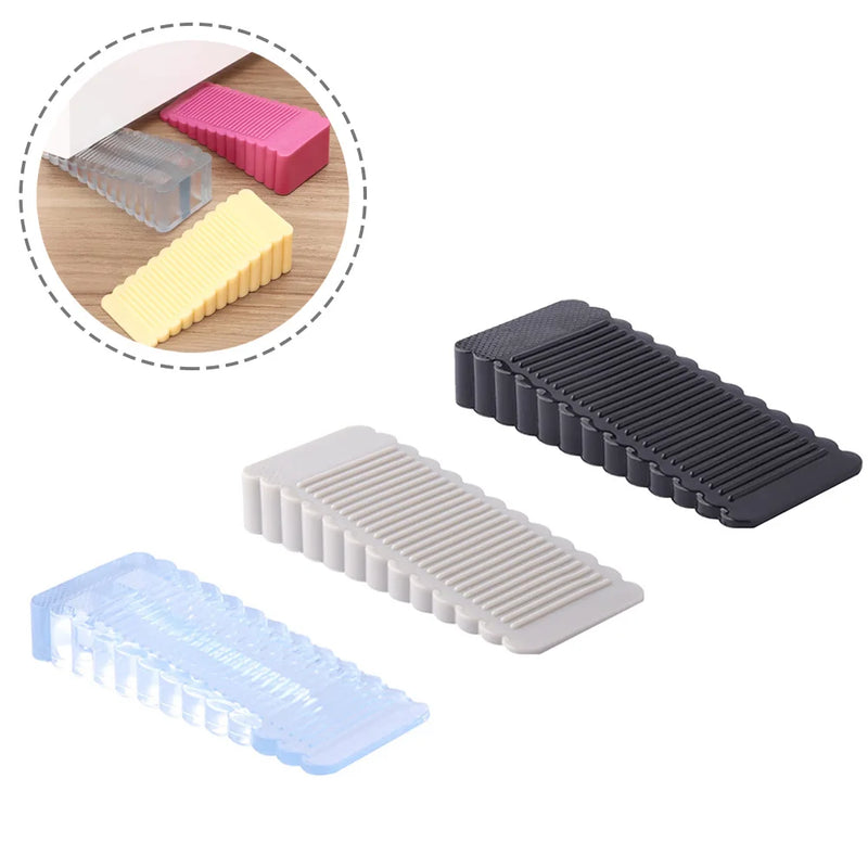 Safety Silicone Door Stopper Door Bottom Windproof Block Wedge Door Stopper Home Office Door Rear Retainer Anti-collision Pad