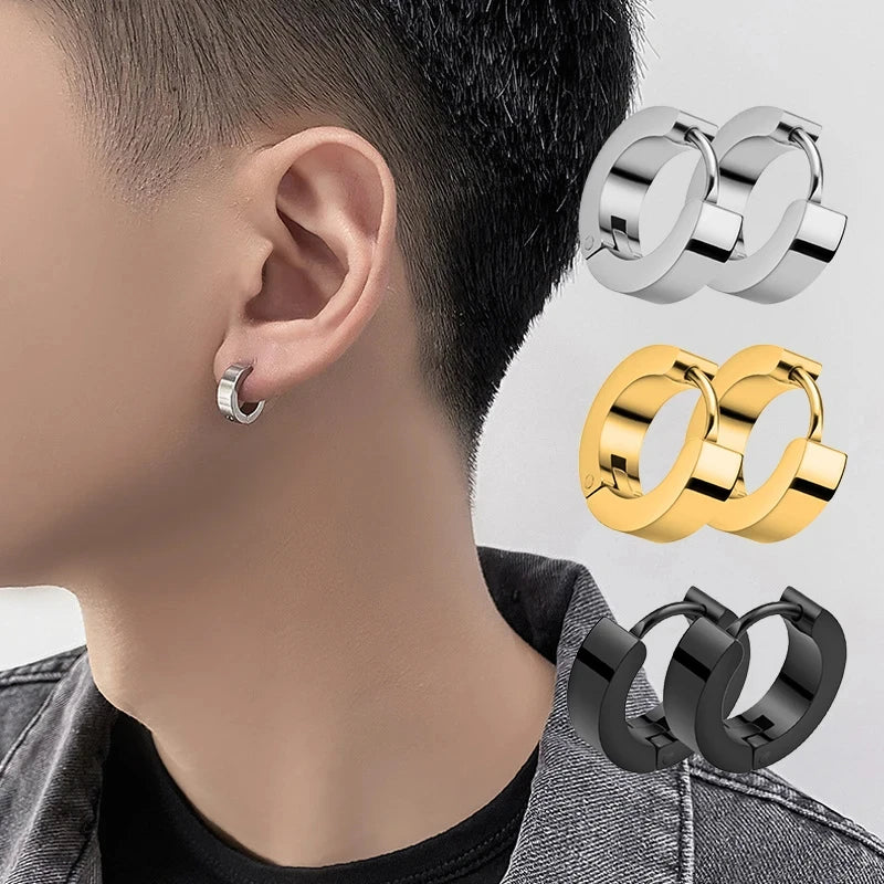 1 Pairs Multi Types Unisex Black Gold Color Stainless Steel Earring For Women Men Punk Gothic Piercing Fake Earrings Jewelry