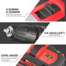 ONEVAN 500W Electric Impact Drill Set Hammer 38N.M Drill Cordless Screwdriver Woodworking Power Tools For Makita Battery Pin