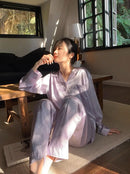 Autumn Winter New Lapel Cardigan Women's 2 Pieces Set Ice Silk Soft Sleepwear for Women Simple Solid Color Elegant Women's Sets