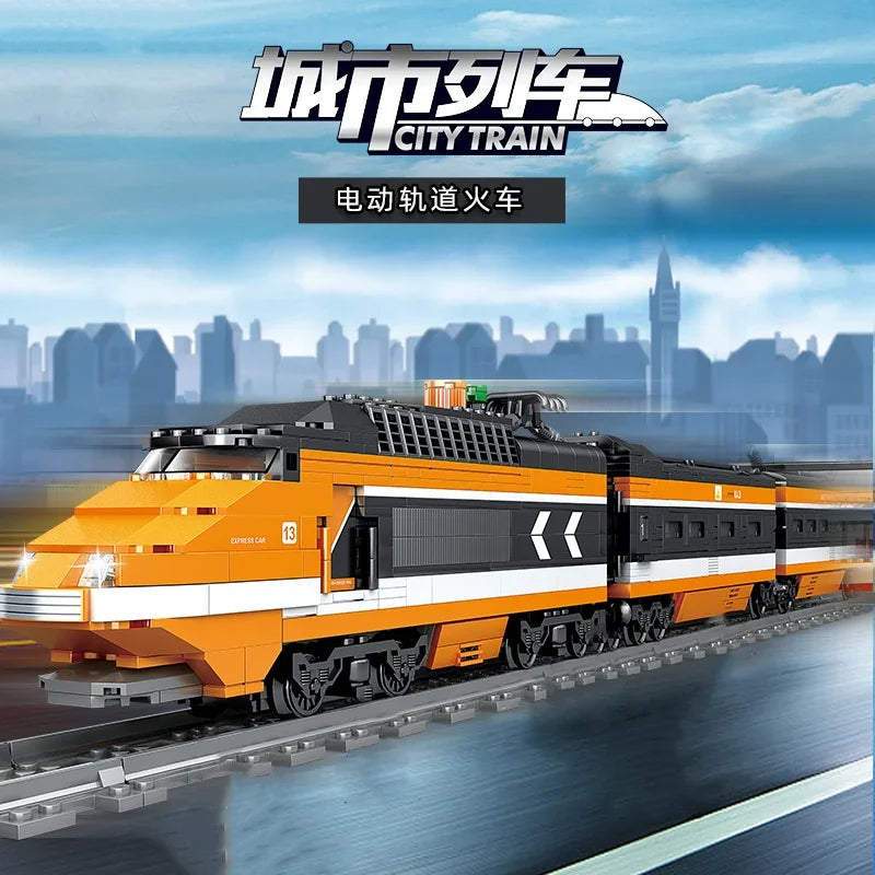 Technical City Train High-tech RailwayPower  Track Building Blocks Subway Vehicle Assemble Bricks Toys Gifts For Childrens Adult
