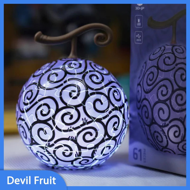 One Piece Anime Figure Devil Fruit 3D Puzzles Decoration USB Lamp Stereo Night Light 61pcs Collection Model Statue Toys Gifts