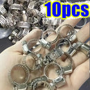 10pcs Adjustable Stainless Steel Screw Band Hose Clamps Car Fuel Tube Clamp Worm Gear Plier Tools Faucet Water Pipes Fasteners
