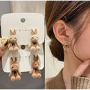 Mode Korea Silber Nadel Herbst und Winter Ohrringe Süße Beflockung Hasenohrstecker Schmuck Bärenohrringe für Frauen Mädchen 2023