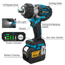 Gisam 2800N.M Torque Brushless Electric Impact Wrench 1/2 inch Screwdriver Cordless Wrench Power Tool For Makita 18V Battery Pin