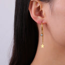 Skyrim Stainless Steel Gold Color Hoop Earrings Women Heart Star Saturn Pendant Tassel Earrings Fashion Jewelry Christmas Gift