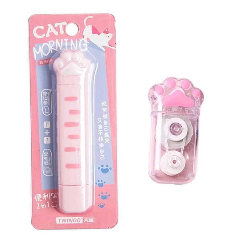 2Pcs Cat Claw Correction Tape Kawaii Portable Large Capacity Correction Tape Creative Cute School Supplies Stationery