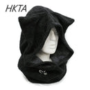 Japanese Harajuku Embroidery New Plush Dark Series Hat Student Boys and Girls Cat Ears Hats Scarf Winter Hat Y2K Halloween Cap