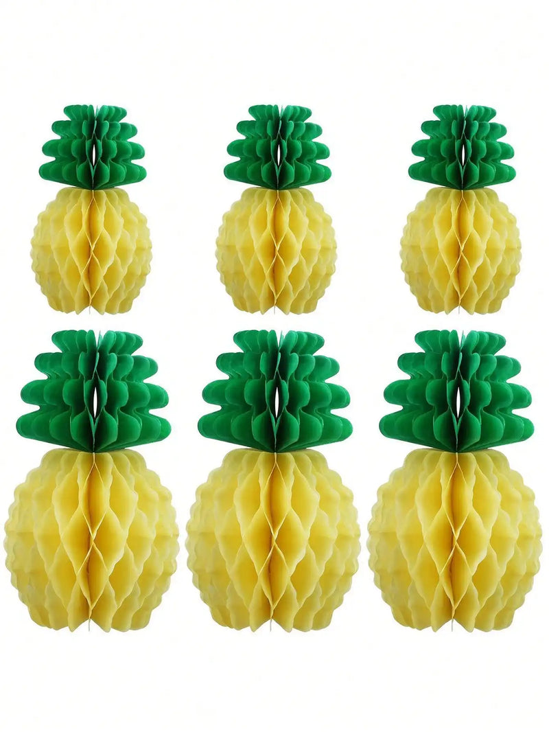 1PC Pineapple Honeycomb Centerpieces Tissue Paper Pineapple Table Hanging Decorations for Tropical Luau Hawaiian Jungle Party