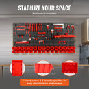 SucceBuy Wall Mounted Storage Bins 30/48Bin Parts Rack Organizer Garage with Wall Panels Hooks Plastic Shop Tool for Screw Nails