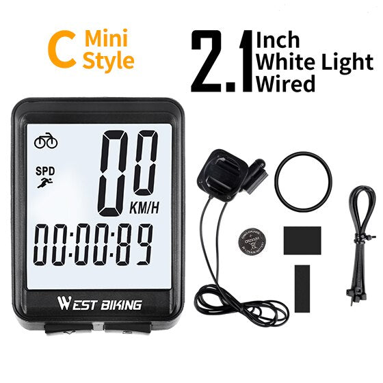 WEST BIKING Bike Computer Multifunction LED Digital Rate MTB Bicycle Speedometer Wireless Cycling Odometer Computer Stopwatch