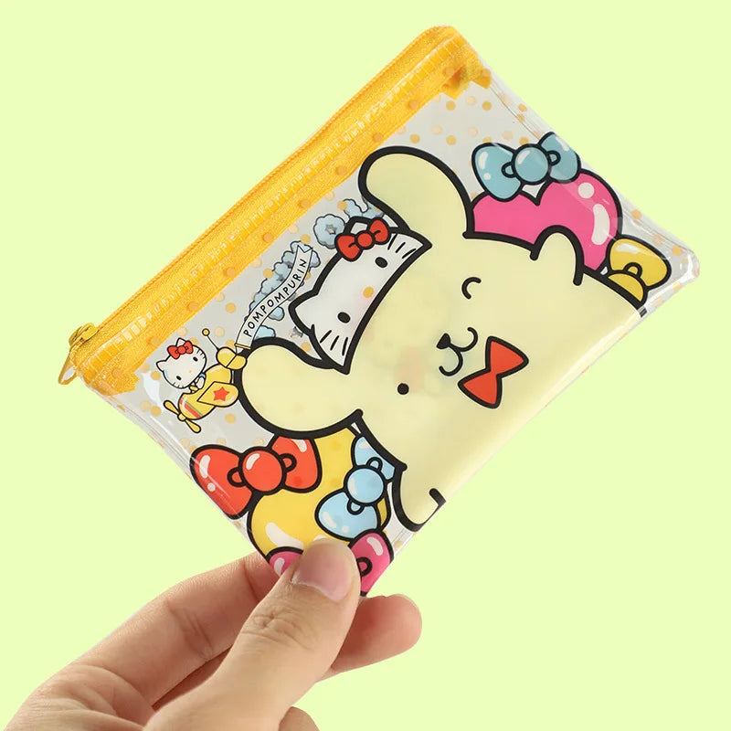 Sanrio 50Th Anniversary Hello Kitty Kuromi Hangyodon Pvc Waterproof Storage Bag Coin Lipstick Wallet Children's Mini Card Bag