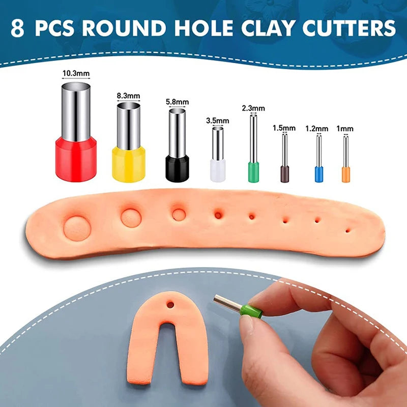 8Pcs 8 Sizes Polymer Clay Cutter Molds Hole Punches Tool Set DIY Polymer Clay Earrings Making Craft Handmade