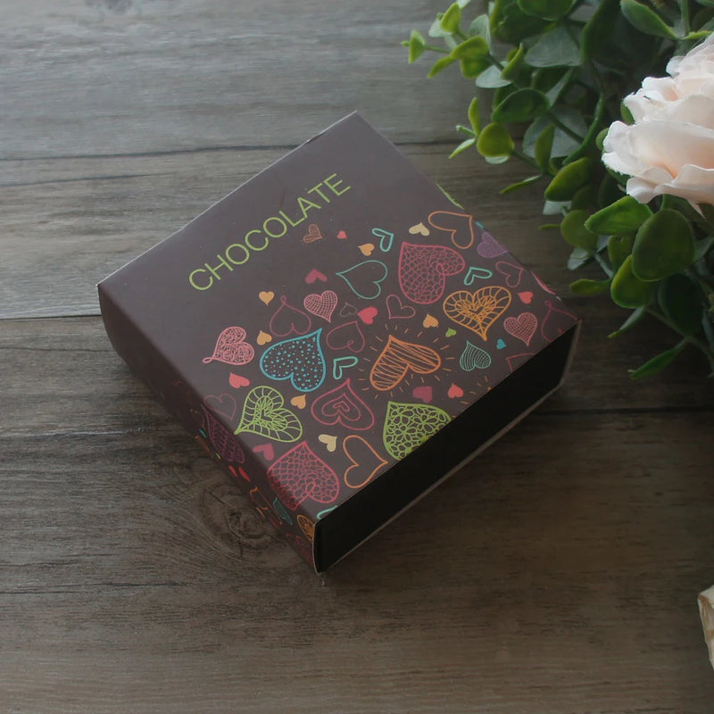 9*9*3.5CM Coloured Flags Heart 10 Set Chocolate Paper Box Valentine's Day Christmas Birthday Party Gifts Packing Boxes