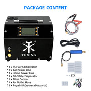 TUXING 4500psi PCP Luftkompressor 300bar LCD-Display Digitalsteuerung Kompressor mit integriertem Netzteil für Gewehre und Tauchen