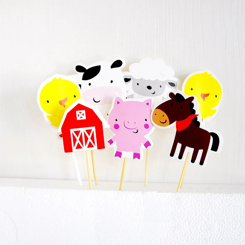 Farm Animal Theme Birthday Party Decorations Ranch Event Suppplies Cow Chicken Disposable Tableware Latex Aluminum Foil Balloon