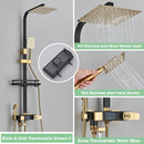 Rozin Black Smart Thermostatic Shower Faucet Set Bathroom Intelligent Rainfall Digital Mixer Tap With Rack and Bidet Bath System