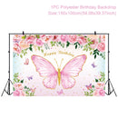 Pink Butterfly Birthday Party Backdrops Wedding Decorations Photo Booth Background Baby Shower Girl Hanging Flag Backdrop Props