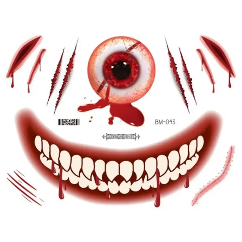 Halloween Scary Tattoo Stickers Crawl Scary Eye-catching Evil Unique Ghost Face Accessories Horror Movie Style Makeup Fake Scar