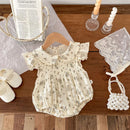 Fliegende Ärmel Blumen-Einteiler für Säuglinge Neugeborene Baby Mädchen Bodys Polk Kragen Prinzessin Süße Kinder Strampler Overall für Neugeborene