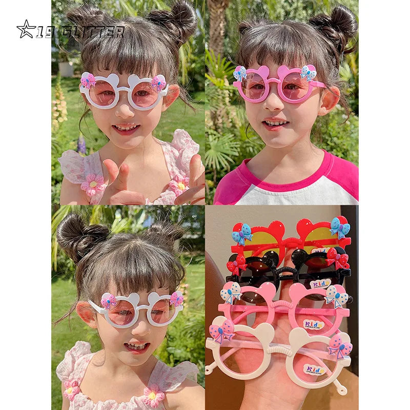 Polarized Children Sunglasses Boy Girl Cartoon UV400 Glasses Cute Personality Bow Bear Eyeglass Eyewear Bag Outdoor Hike Travel