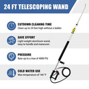 Telescoping Aluminum Pressure Washer Wand 24FT Extension with 5 Spray Nozzles & Gutter Cleaner Attachment