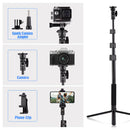 54-in Extendable Selfie Stick Tripod Stand Aluminum Alloy with Phone Holder Sports Camera Mount Adapter Remote Shutter