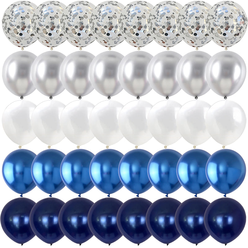40PCS Silver Night Blue White Balloons Gender Reveal Wedding Valentine's Day Baby Shower Birthday Globos Party Decorations