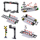 MOC Creative Expert Stadtzug Ampeln Geländer Bahnübergang Schienenschnellzug Bausteine DIY Spielzeug für Kinder Geschenke
