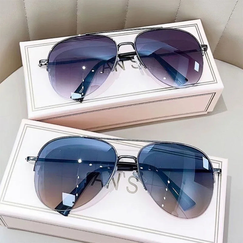 Brand Design Gradient Sunglasses Men Big Frame Pilot Sun Glasses Anti-reflective Lunette De Soleil Homme gafas de sol mujer