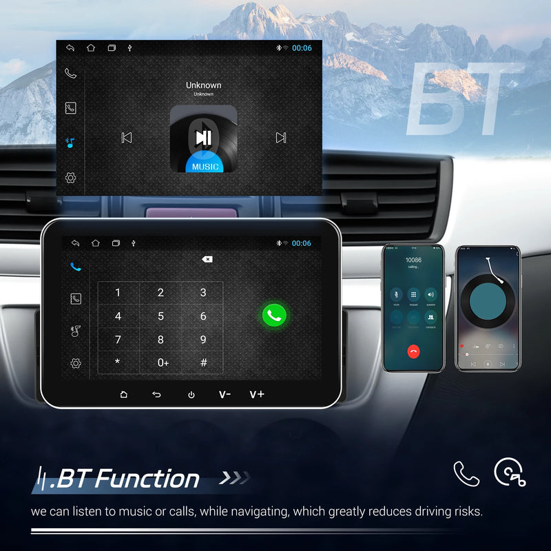 Hikity 2+32G Android 1 Din Car Stereo Radio Carplay Multimedia Player with Android auto Bluetooth WiFi GPS FM Radio Split-Screen