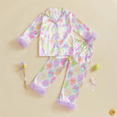 Easter Boys Pajamas Set Bunny Print Cozy Long Sleeve Tops with Matching Pants Sleepwear for Kids