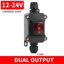Waterproof Marine Rocker Switch with LED Outdoor Rainproof Junction Box Inline Power Cord Power Switch 12V/24V/220V IP65