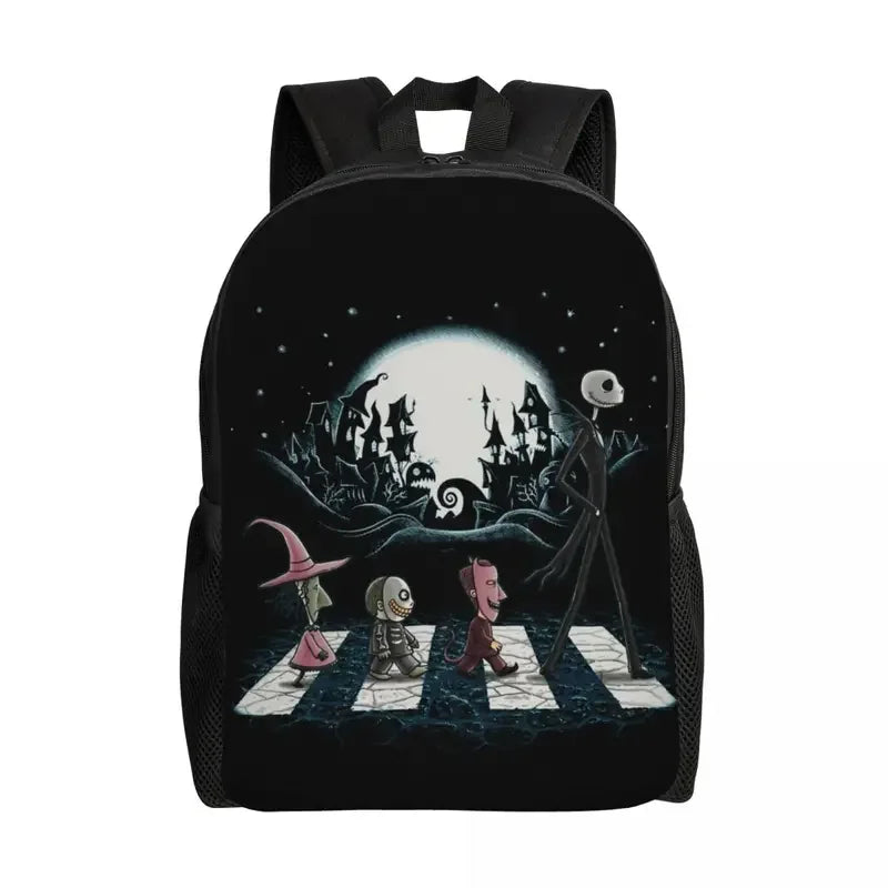 Custom Nightmare Before Christmas Backpacks for Men Women School College Student Bookbag Skellington Halloween Skull Bags