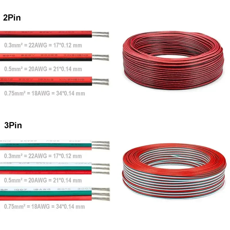 4pin RGB Cable 2/3/5/6 Pin LED Wire 22/20/18 AWG Extension Connector Electrical Wires For 5050 WS2812B RGBW RGBWW Strip Lights