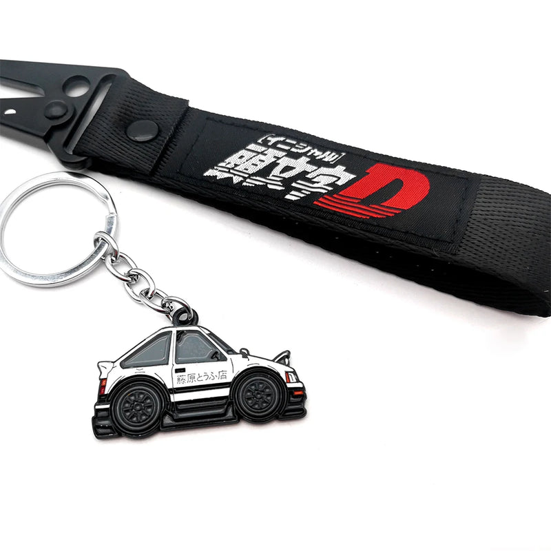 Initial D AE86 mental keyring Wrist strap keychain JDM Style Key Holder For Honda Toyota Mazda Mitsubishi