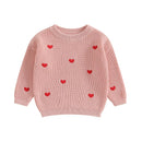 2023-10-12 Lioraitiin 0-18M Baby Mädchen Strickpullover mit Liebesherz-Stickerei Sweatshirt Pullover Tops Kleinkind Valentinstag Kleidung