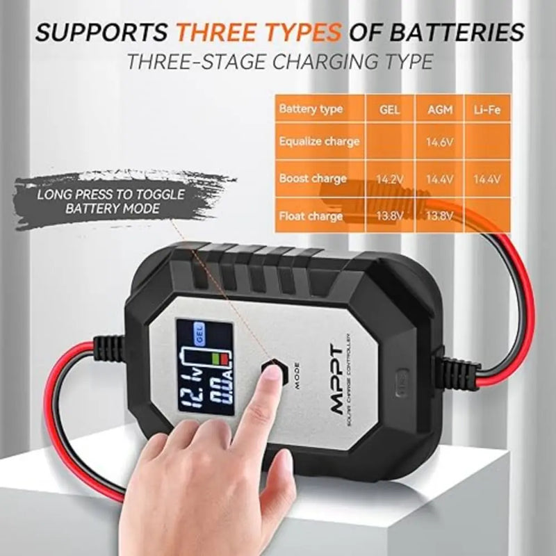 PowMr 12V Solar Charger for 150W Solar Panel 10A MPPT Solar Charge Controller with LCD Display Battery Regulator