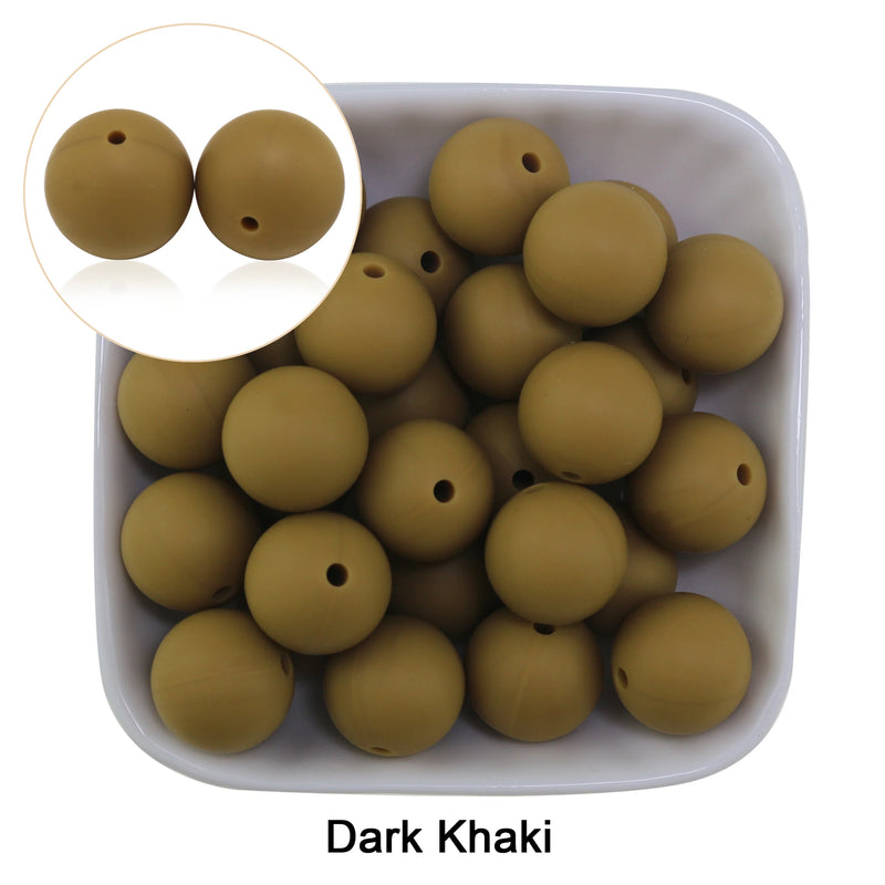 New 20pcs/Lot Silicone Beads 15mm Khaiki Wine Sage Green Coffee Blush Mustard Bison Design For Necklaces Pacifier Jewelry Making