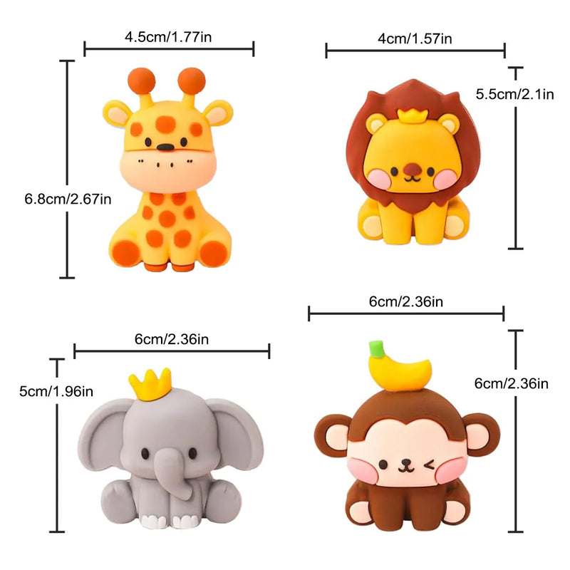 9Pcs Jungle Animals Cake Decoration Wild One Cake Decoration Giraffe Elephant Lion Tiger Cake Animals Birthday Party Decoration