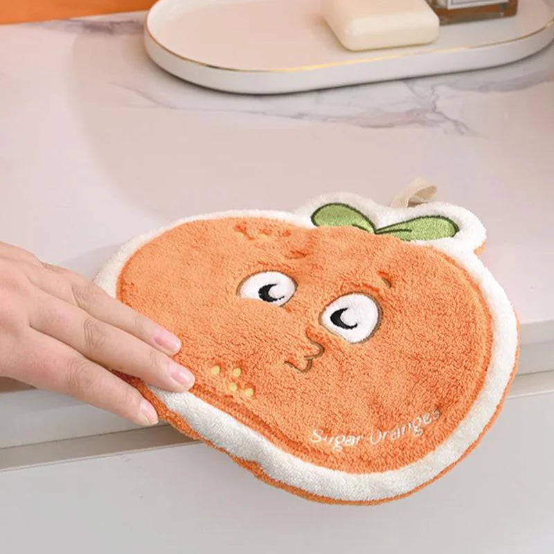 Cute Hand Towel Cartoon Wipe Handkerchief Rag  Vegetable Shape  Towels for Kitchen Bathroom KidsHanging Towel Soft Dish cloth