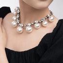 Women's Pearl Jewelry Set Multi Layer Faux Pearl Choker Necklace White Jewelry Sets for Women Girls Wedding and Themed Party
