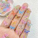 50Pcs New Cute Resin Mini Cartoon Colorful Butterfly Flat Back Manicure Parts Embellishments For Hair Bows Accessories