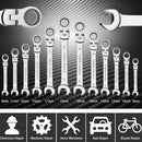8pcs 72-Tooth Durable Ratchet Wrench Set Metric 8-19mm Multi-Function for Garage Home DIY Repair Maintenance Ideal Party Gift