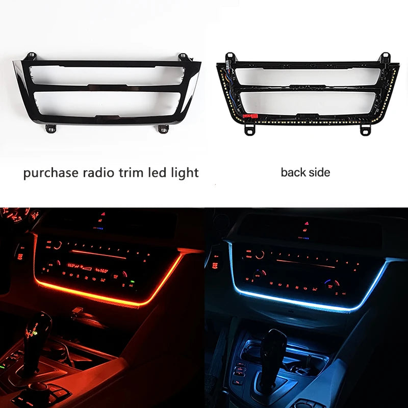 radio trim led dashboard center console light with blue and orange AC panel Atmosphere lighting For BMW 3 & 4 series F30 F31 F32