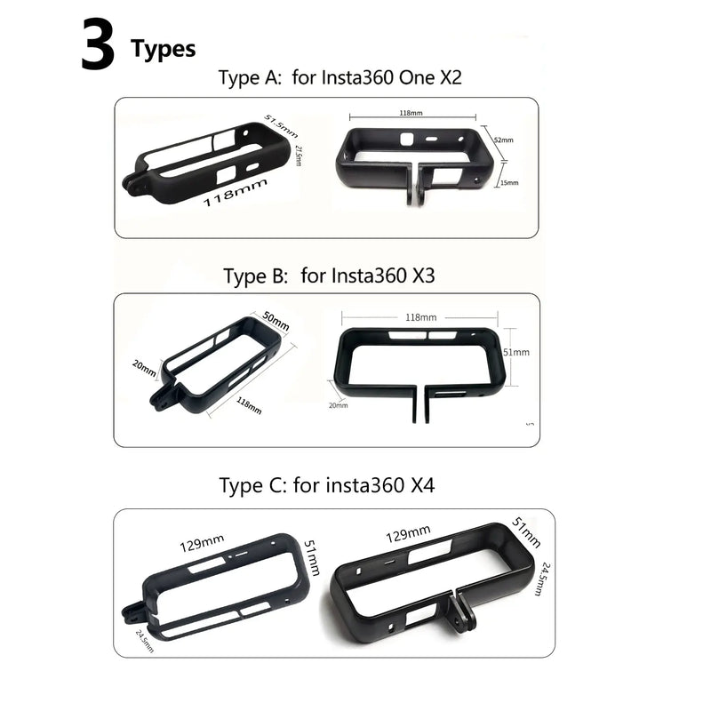 Insta360 X4 X3 ONE X2 Precise Hole Full Protective Cage Camera Housing Case Frame for Insta360 ONE X2 X3 X4 Panoramic Camera