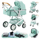 Luxury Baby Stroller 3 in1 Portable Travel Baby Carriage Aluminum Frame Folding Prams High Landscape Car for Newborn Baby BLACK