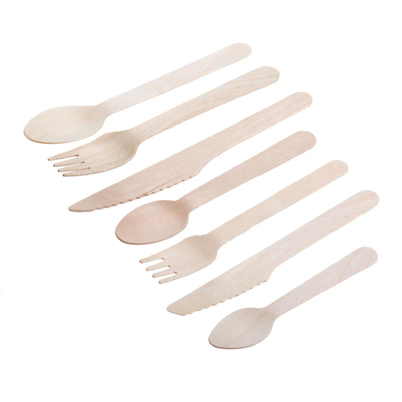 50 Pcs Wooden Kitchen Utensils Disposable Spoons/Forks/Cutters Dessert Tableware Wedding Party Picnic Kitchen Christmas Supplies