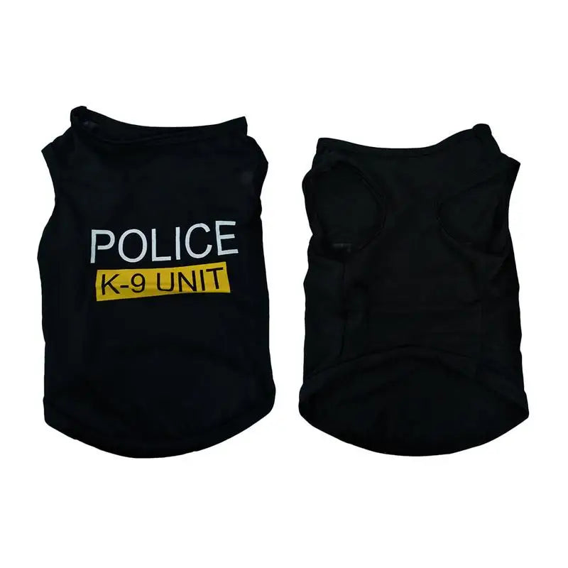 Polices Suit Cosplay Dog Clothes Black Elastic Vest Puppy T-Shirt Coat Accessories Apparel Costumes Pet Clothes For Dogs Cats
